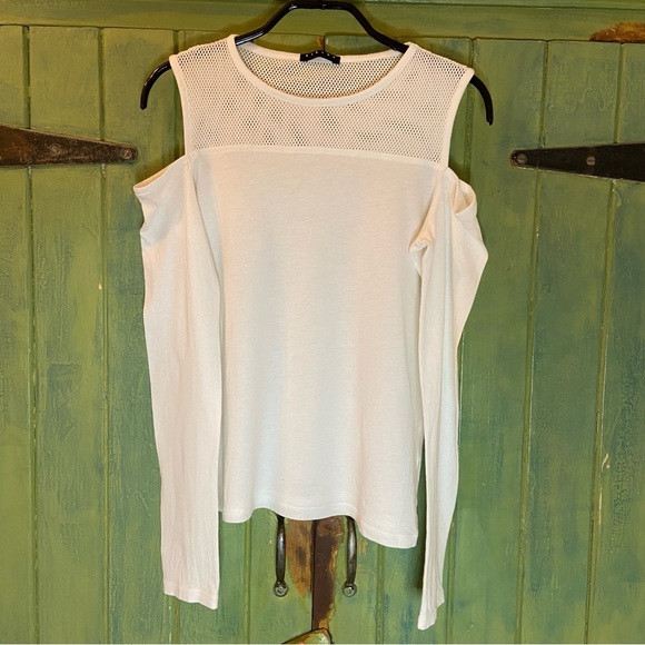 Sisley Cold Shoulder Long-Sleeve Tee - White - Picture 1 of 7
